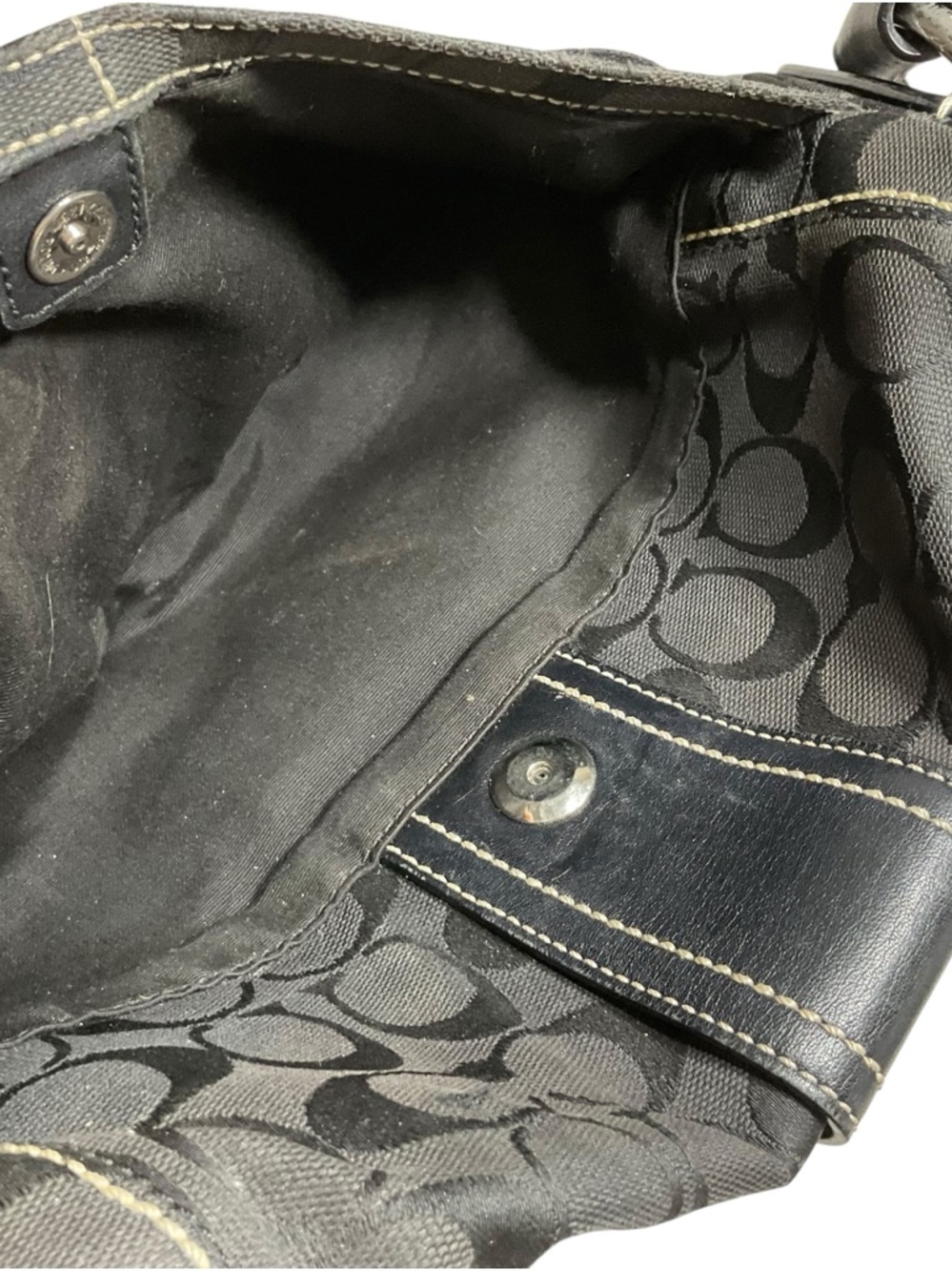 Coach Black Signature Canvas Buckle Hobo Shoulder Bag - Picture 10 of 16